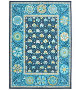 Blue Medallion Rug with intricate vintage-inspired design.